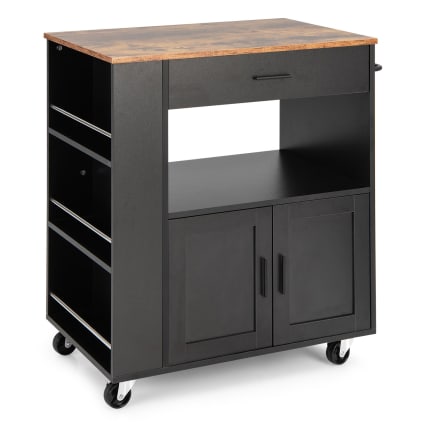 Küchenwagen aus Holz 75x46x88cm, Schwarz