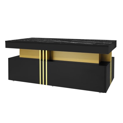 Tavolino Moderno Mobile Da Soggiorno Lucido 2 Cassetti E 2 Ripiani 95 X 53 X 37 Cm Duzoith
