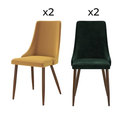 Lot de 4 chaise salle à manger - Velours & Métal - Vert - Tilde