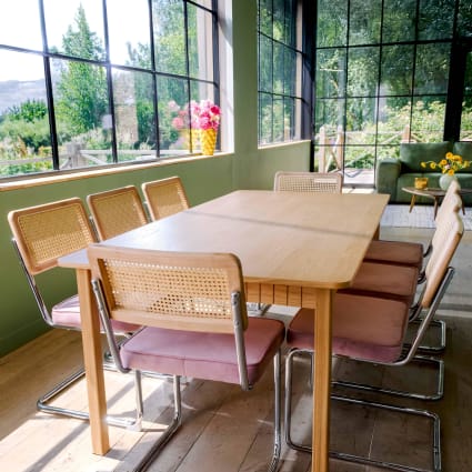 Rechteckiger Esstisch aus MDF mit Eichenfurnier 200 cm Ambre