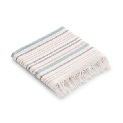 Atout Ciel Serviette de Plage, fouta, rayée avec Franges 90 x 180 cm, Vert