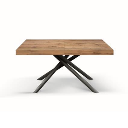 Mesa de madera efecto roble, base antracita, ext.160x90-240x90cm