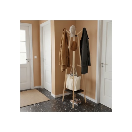Garderobe freistehend, 12 Haken und 1 Ablage, Kiefer, 47x47x170 cm B&b home