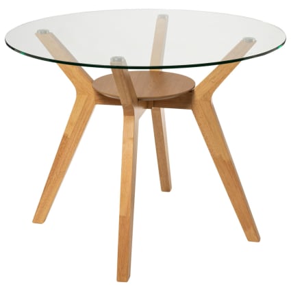 Tavolo rotondo rovere piano in vetro, 100 cm Laos Maisons du Monde