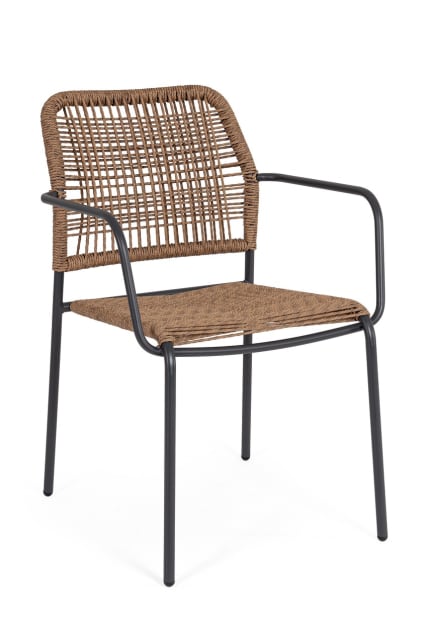 Silla con brazos en acero y fibra sintética antracita Jable