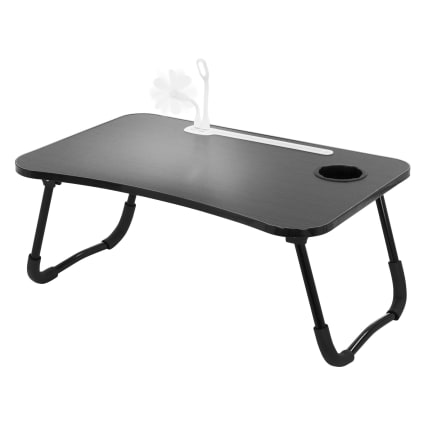 Zapuno Tavolino Pieghevole Per Letto Con Cassetto E Porta Bottiglia – Multifunzione Per Computer Portatile, Colazione, Lavoro – Beige 60x40 Cm