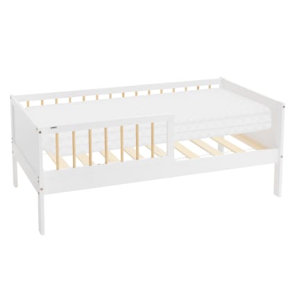 Letto per bambini 140*200 cm, con cassetti, ripiani e contenitore, rete a doghe, bianco