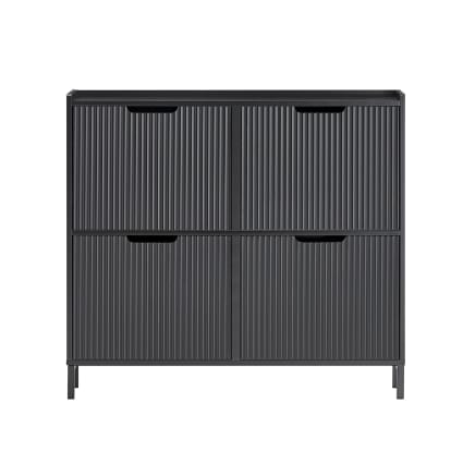 Schuhkipper Schuhschrank Schuhkommode aus MDF(E1) Metall Schwarz