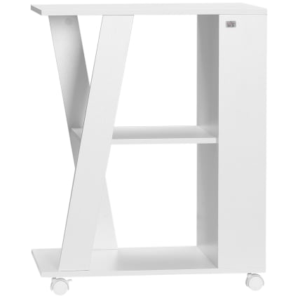 Carrello Con Ruote Portatutto Cucina Carrello Cucina HOMCOM 4 Livelli - Con Portabottiglie E Ganci, Legno E Metallo 96.5x38x96.7 Cm Mobile Salvaspazio Cucina - 4