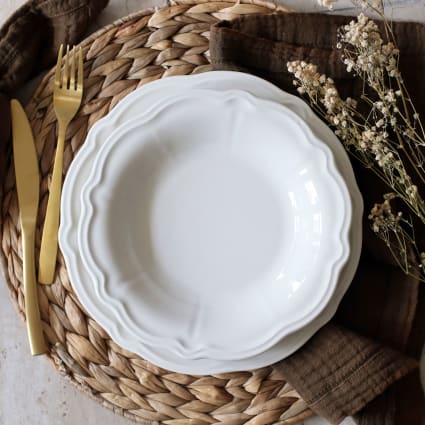 Lot De 6 Assiettes Creuses En Céramique - Service Houlgate - Occasion Avec Petites Imperfections