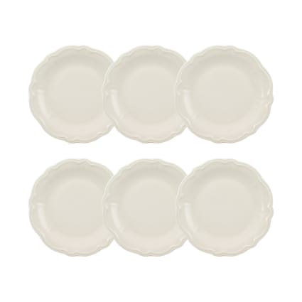 Lot De 6 Assiettes à Dessert Faiart – Porcelaine Fine Blanche, Motif Grains De Riz, 22 Cm