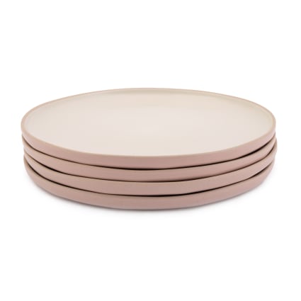4er-Set flache Teller „Perfect“, Steingut, Pink, 27 cm