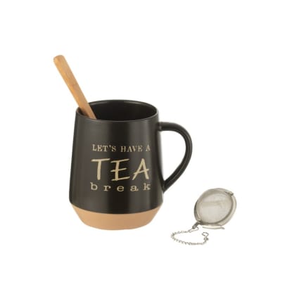 Tasse à Café Noire Avec Couvercle Et Cuillère | France