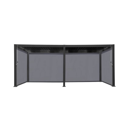 Pergola mit Lamellendach 3x6m + 4 Markisen 3m anthrazit Triomphe 6x3m + 4  stores 3m | Maisons du Monde