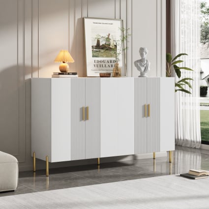 Sideboard mit 4 Türen, modern und multifunktional, Weiß