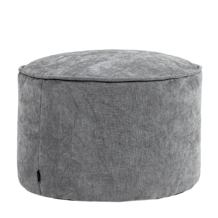 Pouf Poggiapiedi Rotondo Lavorato A Maglia - 100% Cotone, Diametro 50 Cm, Stile Marocchino, Colore Argento