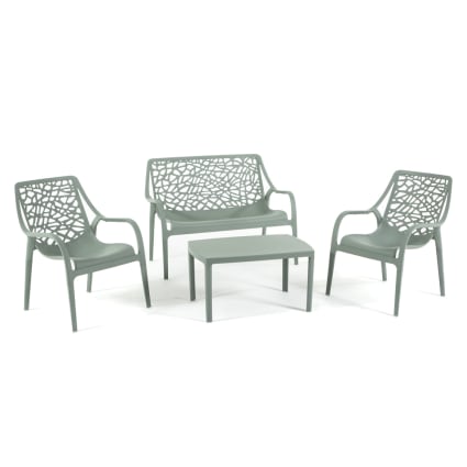 IDIMEX OLINDO Set 4 Sedie Da Giardino In Plastica Grigia, Con Protezione UV, Impilabili, Per Esterno, 81x43x47 Cm