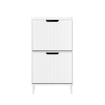 Schuhkipper Schuhschrank schmal Schuhregal aus MDF(E1) Metall Weiß