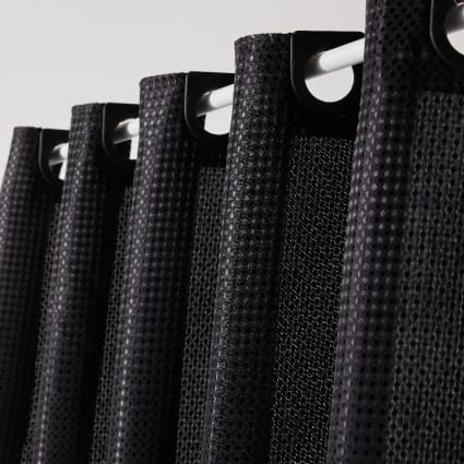 N&Y HOME Rideau de douche à tissage gaufré avec doublure en tissu à clipser et 12 crochets métalliques – Style hôtelier, imperméable et lavable, tissu lourd et fenêtre supérieure en maille
