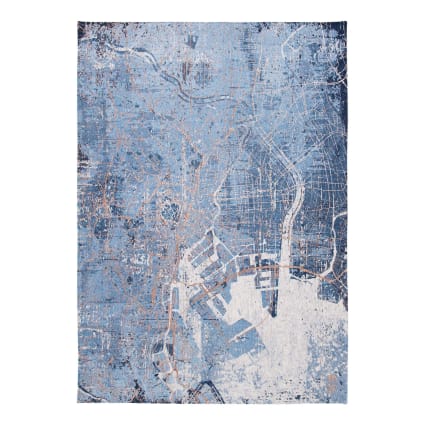 Tappeto in poliestere blu, 280x390 cm