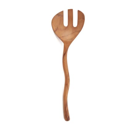 Tenedor único de madera de teca con diseño torcido (l27)