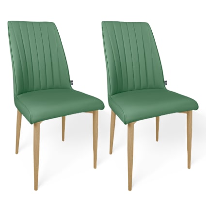 COLAMY Set Di 2 Sedie Da Pranzo In Pelle PU Verde Con Gambe In Metallo – Design Imbottito A Bottoni, Portata 136 Kg - 4