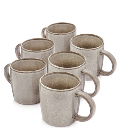 6er Set Kaffeebecher aus Steingut, grau Kairo clay