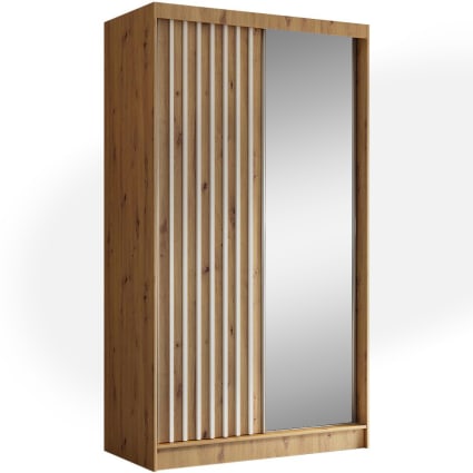 Schiebetürenschrank mit Lamellen 120 cm eiche Artisan+weiß Helix