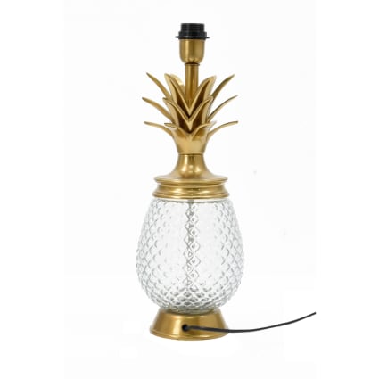 Lampe De Table Ananas Doré, Style Rétro, 41cm, Métal Et Résine, Neuve