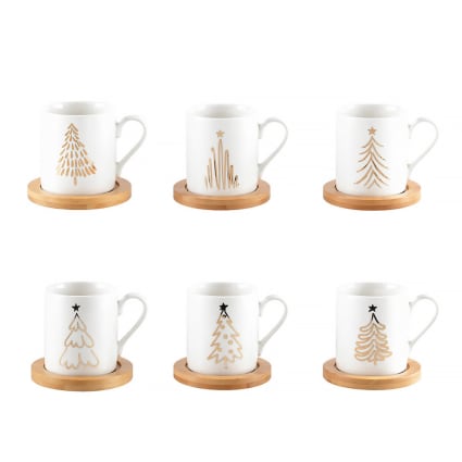 Set di tazza di caffè in ceramica di lusso europeo Set 6 pezzi con piatto cucchiaio