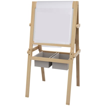 HOMASIS 2 en 1 Tableau Enfant Double Face, Ensemble Chevalet d'Art en Forme d'Arbre avec Tabouret, Rouleau de Papier, Ensemble de Chevalet et Chaise pour Enfant 3 Ans +, 68 x 60