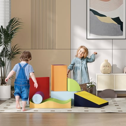 Parcours Motricité HOMCOM 7 Pièces - Blocs Mousse Enfants - Jouet Éducatif