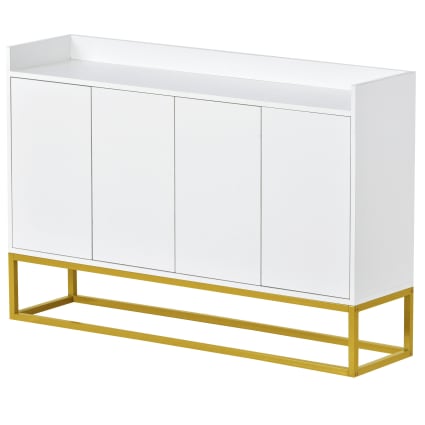 Credenza bianca con 3 ante curve e maniglie in metallo dorato | Maisons