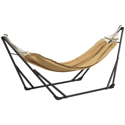 Hamac XXL Beige Avec Sac De Transport Et Support Réglable En Acier Pour Jardin 91772350