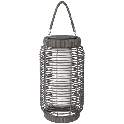 Lampadaire Solaire Extérieur 130 Cm - Abat-Jour Résine Tressée, Éclairage LED Automatique, Étanche IP44