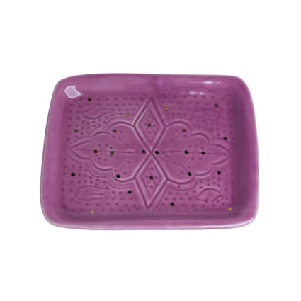Lot De 5 Perles Céramique Porcelaine 14mm - Violet Mauve - Rondes Plates - Neuf - DIY Bijoux