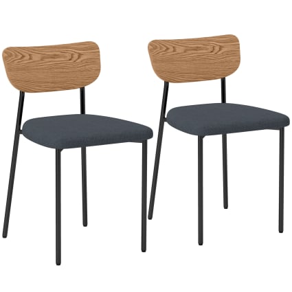2 Chaises De Salle à Manger Style Rétro - Bois D'Hévéa Et Polyester Rembourré, Marron, Support 120kg - Neuf