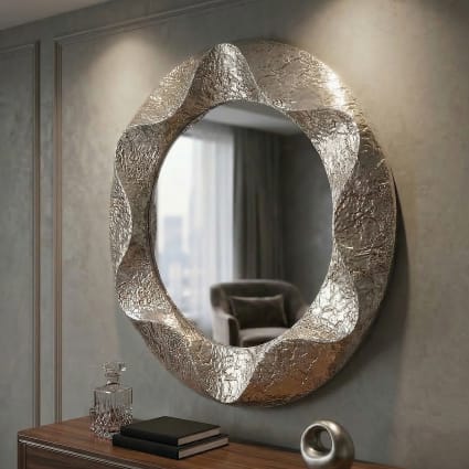 Silberner Metall-Wandspiegel ø 104x7 cm Argelux