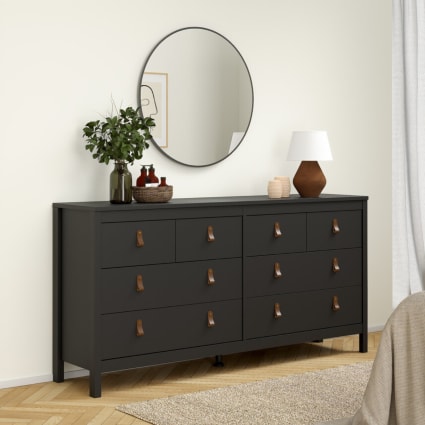 Commode double 8 tiroirs noir mat l159,6 cm Barcelone | Maisons du Monde