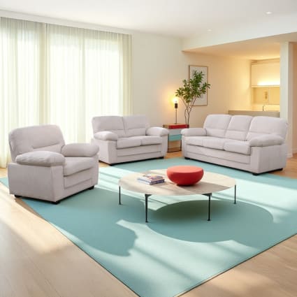 3-Sitzer-Sofa + 2-Sitzer-Sofa + Sessel aus beigem Cord Lincoln