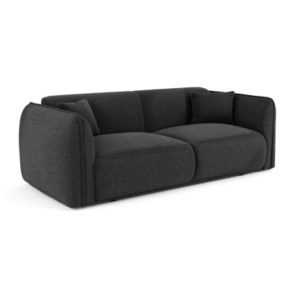 Beliani - Canapé Moderne 3 Places Pieds Noirs Et Accoudoirs Sofa Rembourrage Epais En Tissu Polyester Taupe Hofn