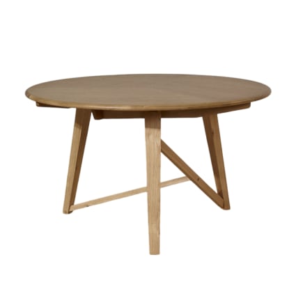 Runder Esstisch mit Eichenfurnier und Beinen aus massiver beige Rachel