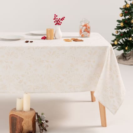 Nappe De Noël En Coton Blanc Tag House - Motif Casse-Noisette Et Batteur, Fabrication Italienne