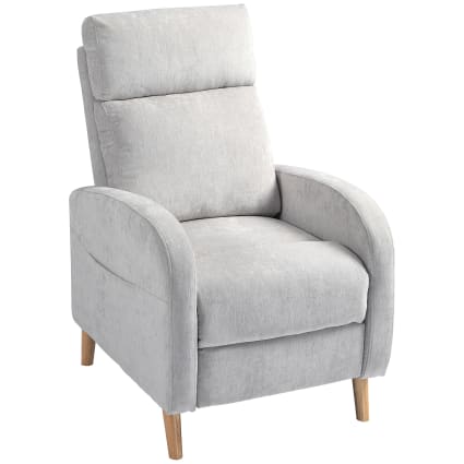 Poltrona Chesterfield reclinabile ad ala grigio con pouf