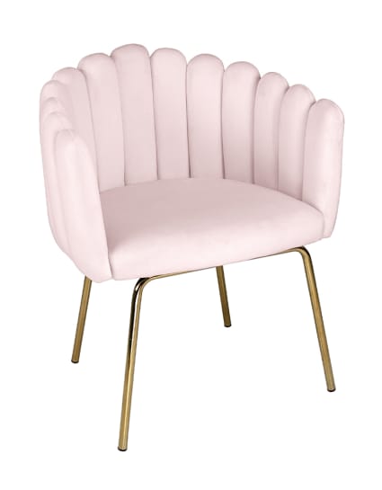 Poltrona conchiglia in velluto rosa Perla Maisons du Monde