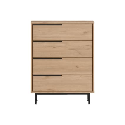 Commode Scandinave 4 Tiroirs Vintage En Bois Avec Pieds Compas