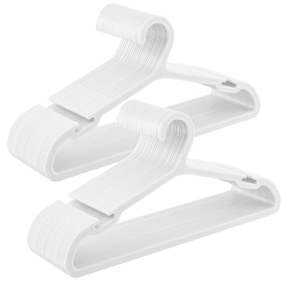 20 Grucce In Plastica Bianca LANZYLO - Appendini Salvaspazio Con Spalle Antiscivolo E Gancio Girevole - Portata 4,5 Kg (41,4 Cm)