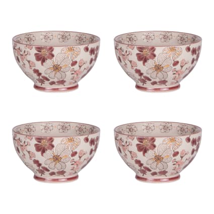 Lot De 2 Bols Anciens En Céramique - 14 Cm - Déco Floral Multicolore