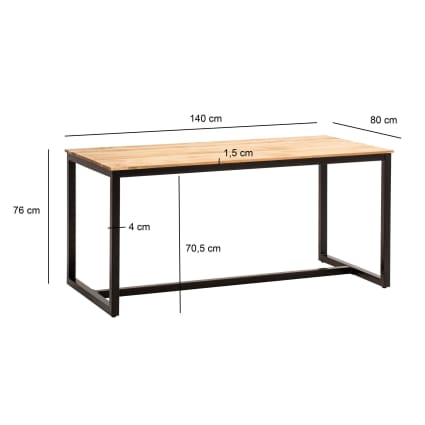 Esszimmertisch aus Akazie Massivholz, 140 cm braun