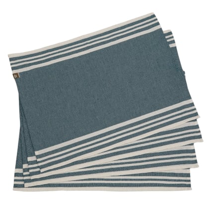 ZOYIEP Set di 4 tovagliette rotonde in pelle, 32 cm, lavabili, resistenti al calore, per la casa, la cucina, il ristorante (blu e grigio